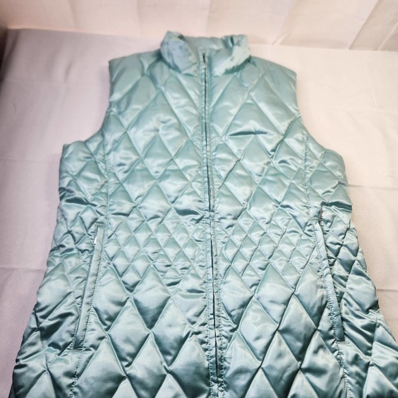 Lands' End Jackets & Blazers - Lands End Medium Womens Collared Sleeveless Full Zip Quilted Vest Seafoam Green